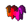 The squiggle of hash 0x2e1724a1 chases four echoes of its own future frames through a figure eight, setting off right, without stopping, each two frames ahead of the one before and a soft shadow in its own colours, each slower than the one in front; they get back to where it began first and wait, and the moment it lands they go out of it again to where it is going next.