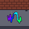 In a brick smithy, a blacksmith in a welding helmet (deep skin) forges the squiggle of hash 0x7f55b197 from five bars of steel: they heat in the coals as the smith pumps the bellows, are carried to a black anvil as the camera pans after them, and are fire-welded together a joint at a time, flux, a hammer blow and a shower of sparks at each, before the piece is quenched in the trough in a burst of steam, and comes out whole in its own colours.