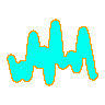 A squiggle drawn from hash 0xad94e4ac is inked in two colours of its own, one filling the ribbon and one tracing its edge, and the two flicker back and forth.
