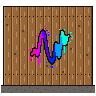 A masked writer sprays the squiggle of hash 0x18bb95c3 onto a timber fence in its own colours, outlines it and walks off, then the rain washes it down into a puddle.