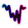 A squiggle drawn from hash 0xb71f1244 is drawn as a hollow neon tube, dark inside while the hue wheel runs around its glowing edge.