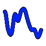 A squiggle drawn from hash 0xcb1ebfdf keeps its shape and throws a party, flashing the whole ribbon from colour to colour around the hue wheel.