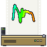 A yellowed dot-matrix printer holds up the squiggle it has printed on white fan-fold paper; the sheet is torn off at the perforation and a fresh sheet feeds up; then the head sweeps back and forth, printing the squiggle again band by band in the colours of hash 0x65c51027.