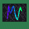 The squiggle of hash 0x6ff60a81 is the picture on a 24-piece round-tabbed jigsaw, on a black ground, lying on a green felt table; it's tipped out into a jumble and built back piece by piece, corners and edges first, until the last piece snaps in with a burst of sparkles.