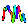 A squiggle drawn from hash 0x21d93840 shows the curve segments it is built from, each a flat colour, and the colours pass from segment to segment down its length.