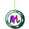A green yoyo wears the squiggle of hash 0x96fc7639 on its white cap; it is pulled up its lime string and thrown, sleeps at the bottom spinning, its logo smeared into rings of its own colours, and slows to a stop with the squiggle upright.